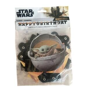 Star Wars Mandalorian Birthday Banner 6ft – Baby Yoda Grogu Party Decoration